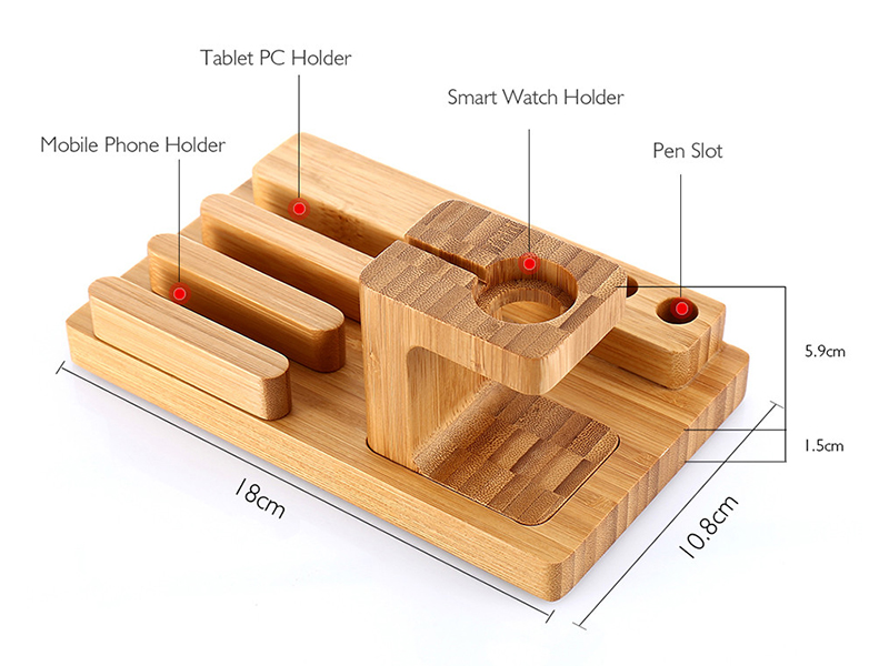 Bamboo Wood Station Charging Dock